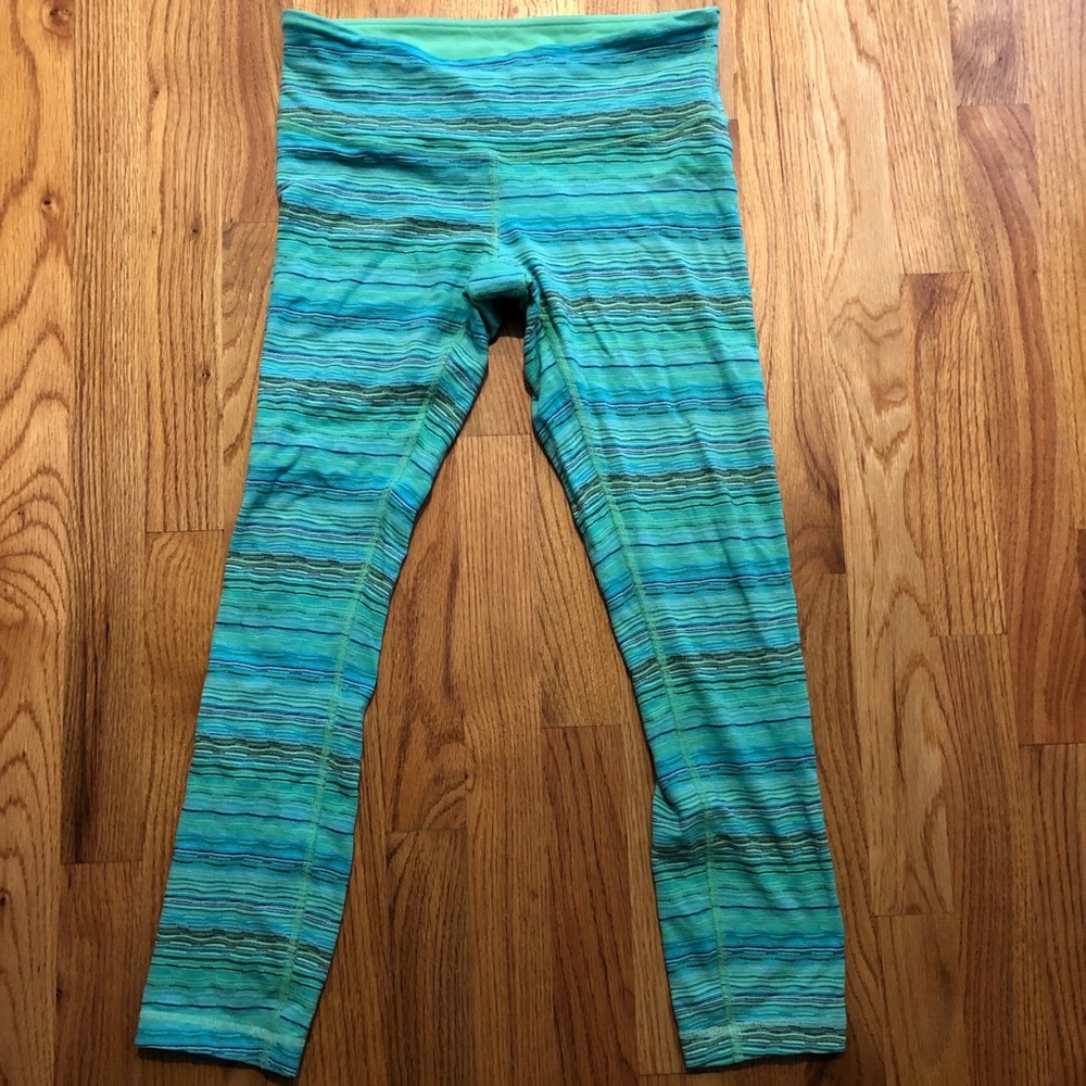 Lululemon Wunder Under Pants Teal Stripe